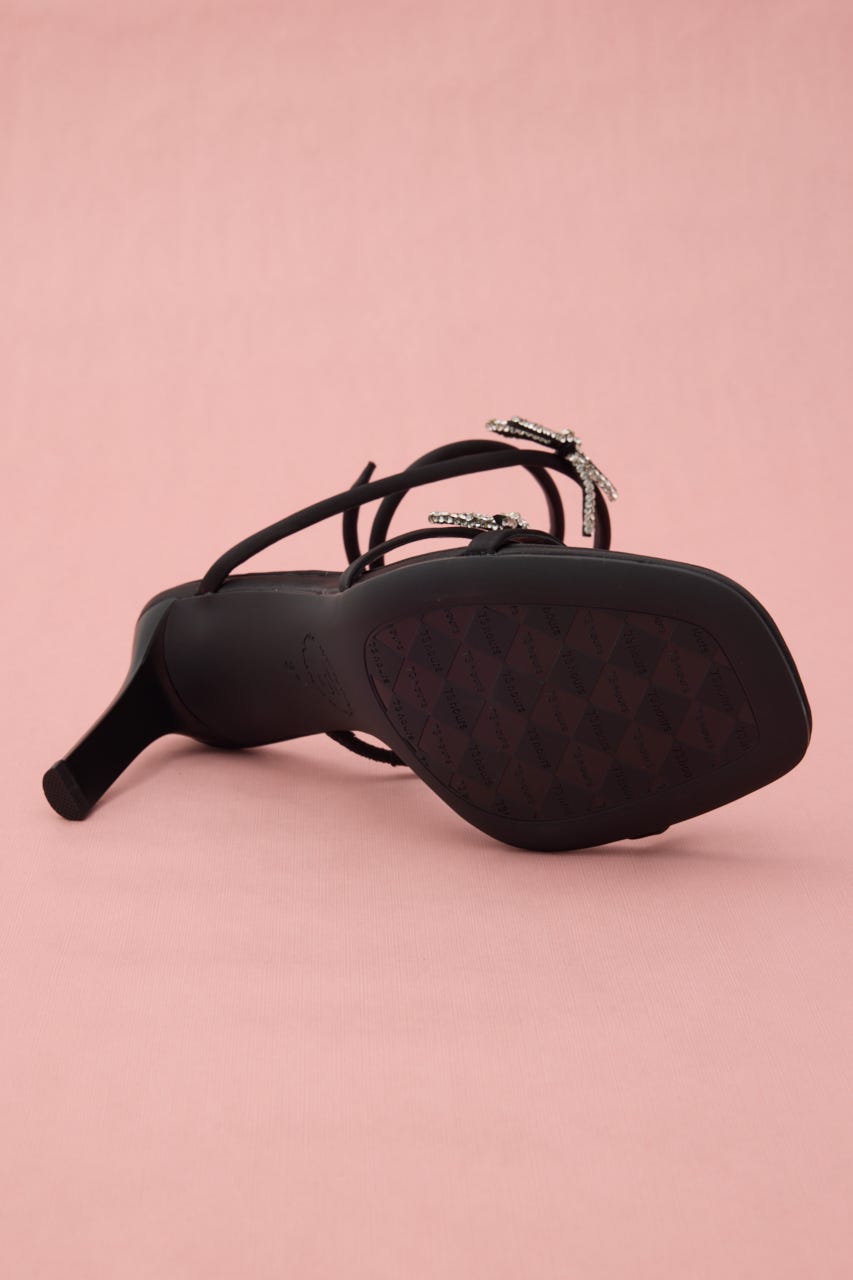 アンクルリボンスネークヒールサンダル BLK 23.0cm