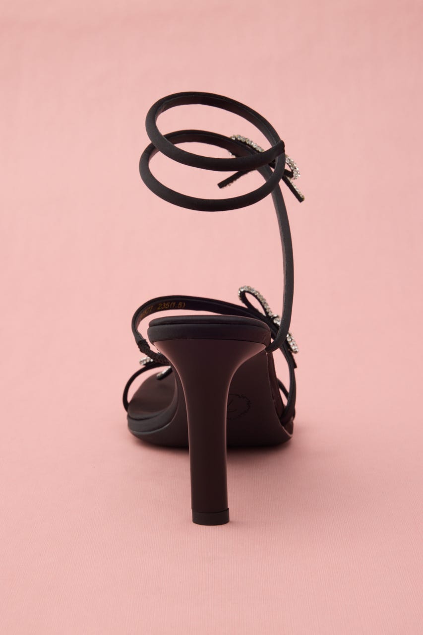 アンクルリボンスネークヒールサンダル BLK 23.0cm