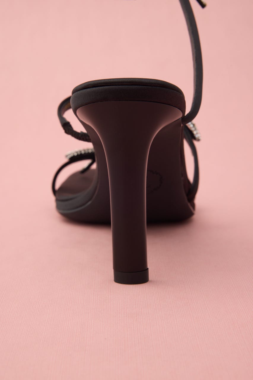 アンクルリボンスネークヒールサンダル BLK 23.0cm