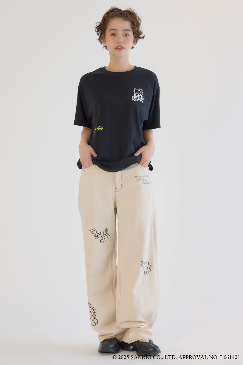 (サンリオキャラクターズ)SUNBURN キティ Tシャツ BLK S