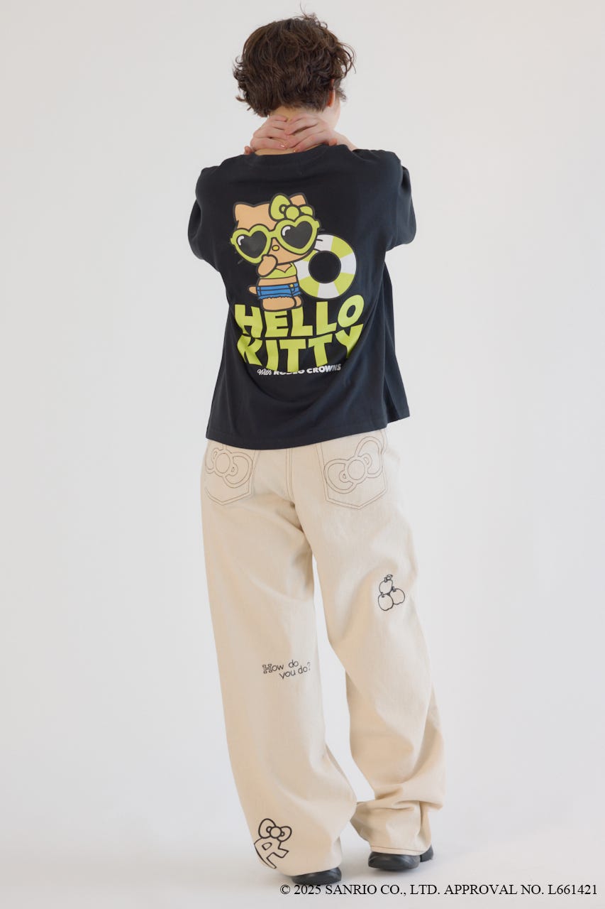 (サンリオキャラクターズ)SUNBURN キティ Tシャツ BLK S