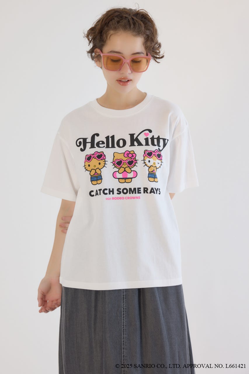(サンリオキャラクターズ)SUNBURN キティ Tシャツ 柄WHT M