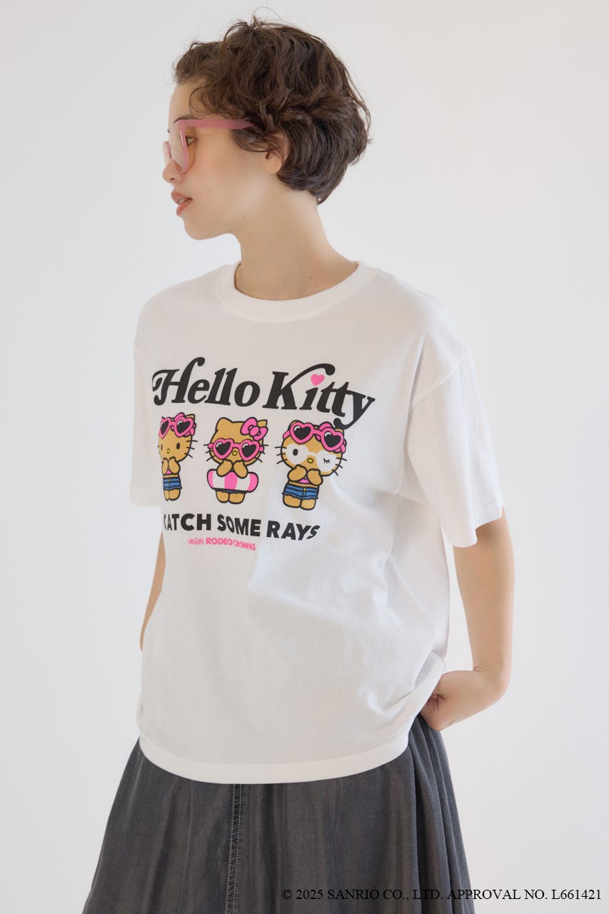 (サンリオキャラクターズ)SUNBURN キティ Tシャツ 柄WHT M