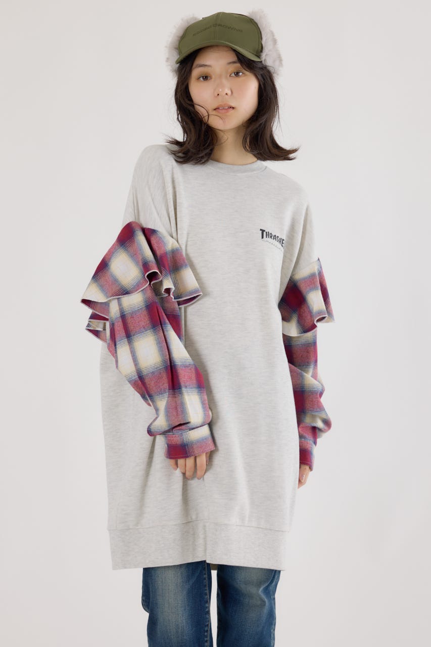 【UNISEX】(THRASHER) リメイクスウェットワンピース L/T.GRY FREE