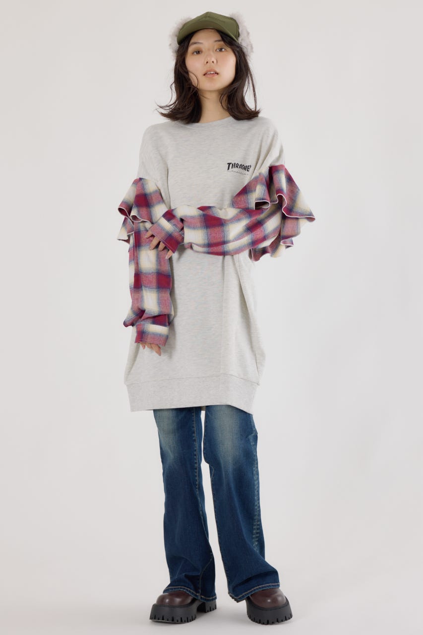 【UNISEX】(THRASHER) リメイクスウェットワンピース L/T.GRY FREE