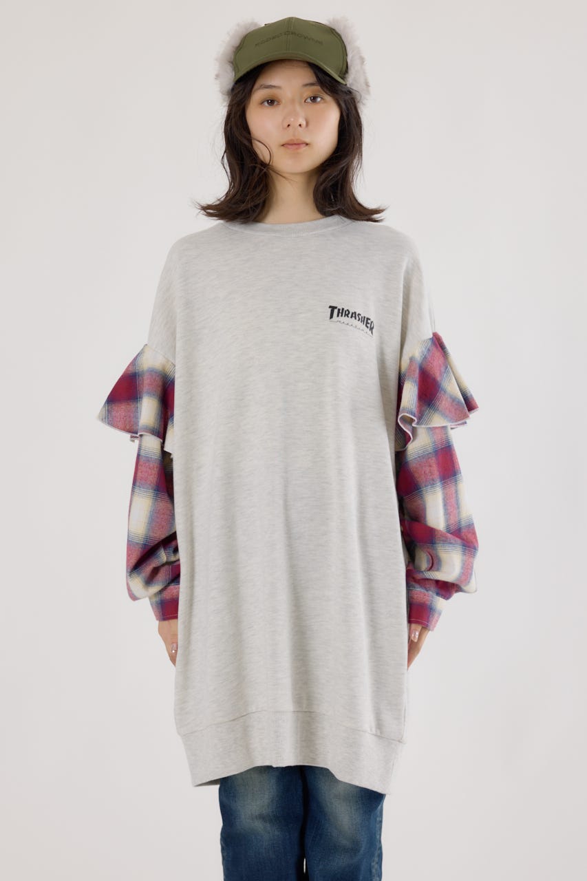 【UNISEX】(THRASHER) リメイクスウェットワンピース L/T.GRY FREE
