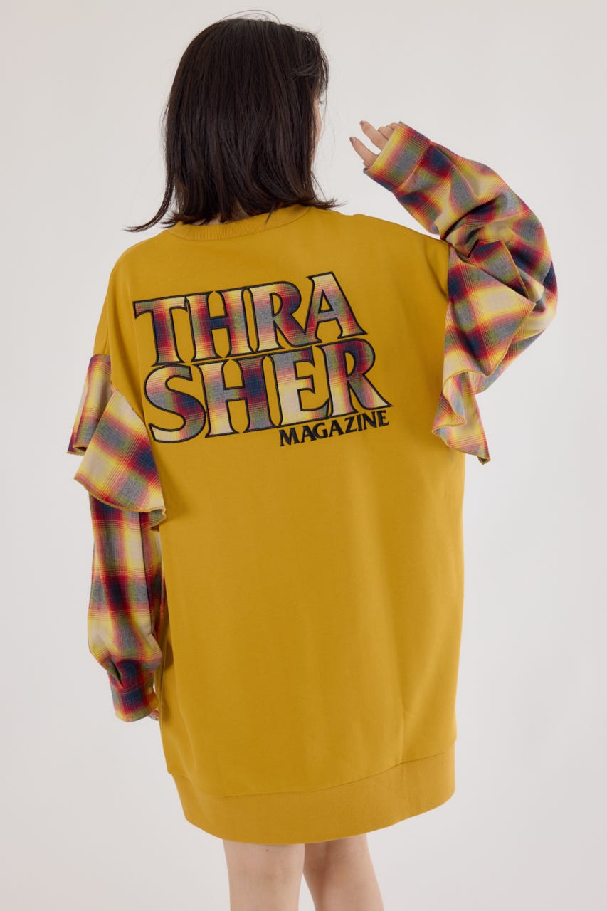 【UNISEX】(THRASHER) リメイクスウェットワンピース YEL FREE