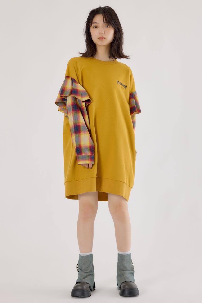 【UNISEX】(THRASHER) リメイクスウェットワンピース YEL FREE