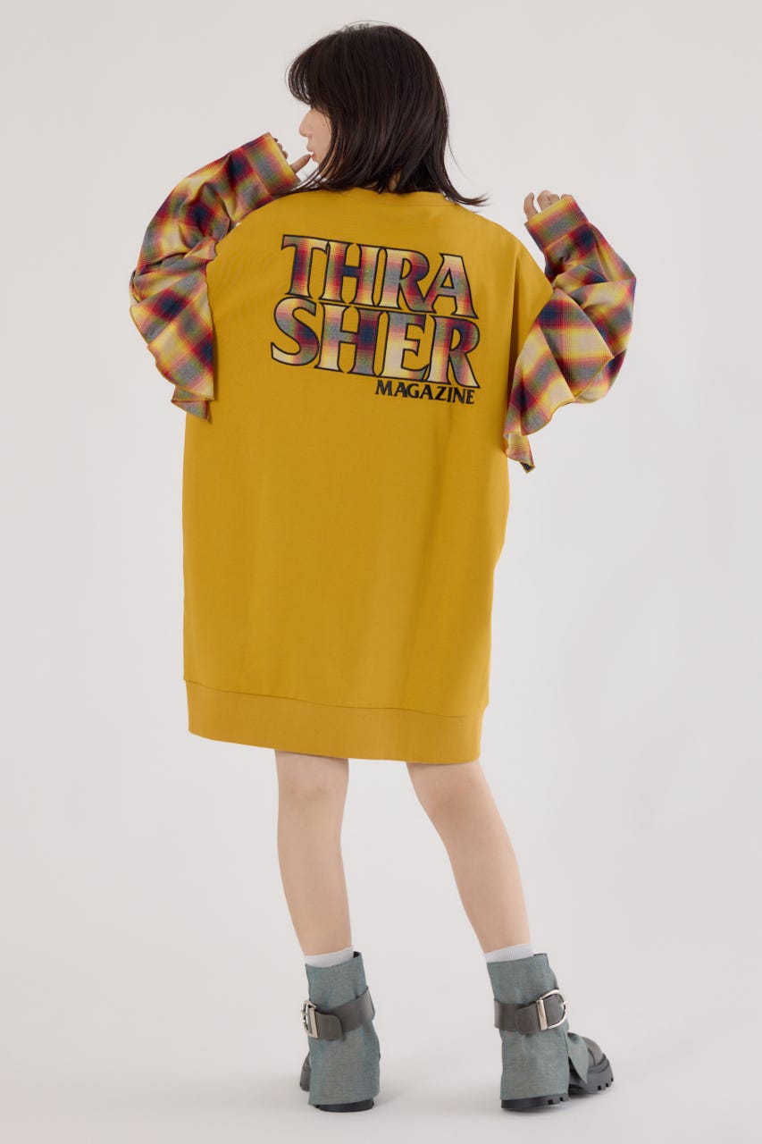 【UNISEX】(THRASHER) リメイクスウェットワンピース YEL FREE