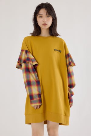 【UNISEX】(THRASHER) リメイクスウェットワンピース