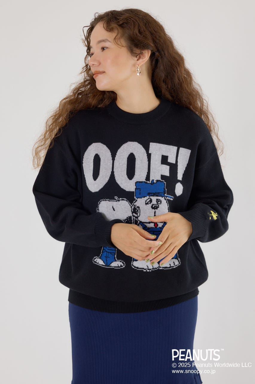 (PEANUTS) モチーフニットトップス BLK FREE
