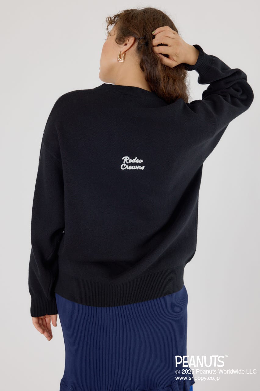 (PEANUTS) モチーフニットトップス BLK FREE