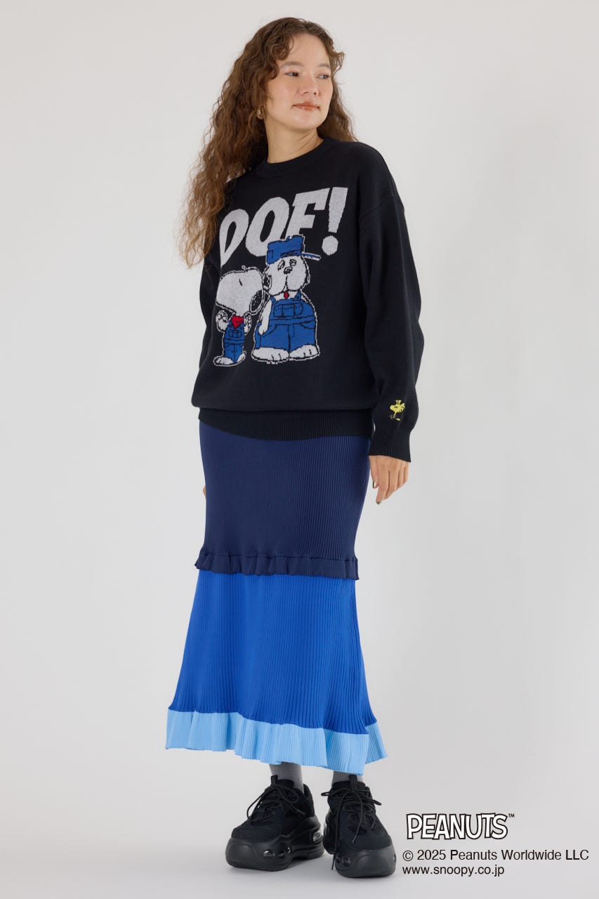 (PEANUTS) モチーフニットトップス BLK FREE
