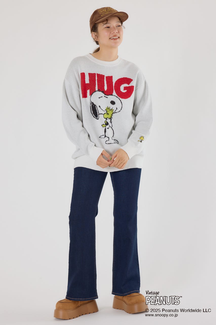 (PEANUTS) モチーフニットトップス O/WHT FREE