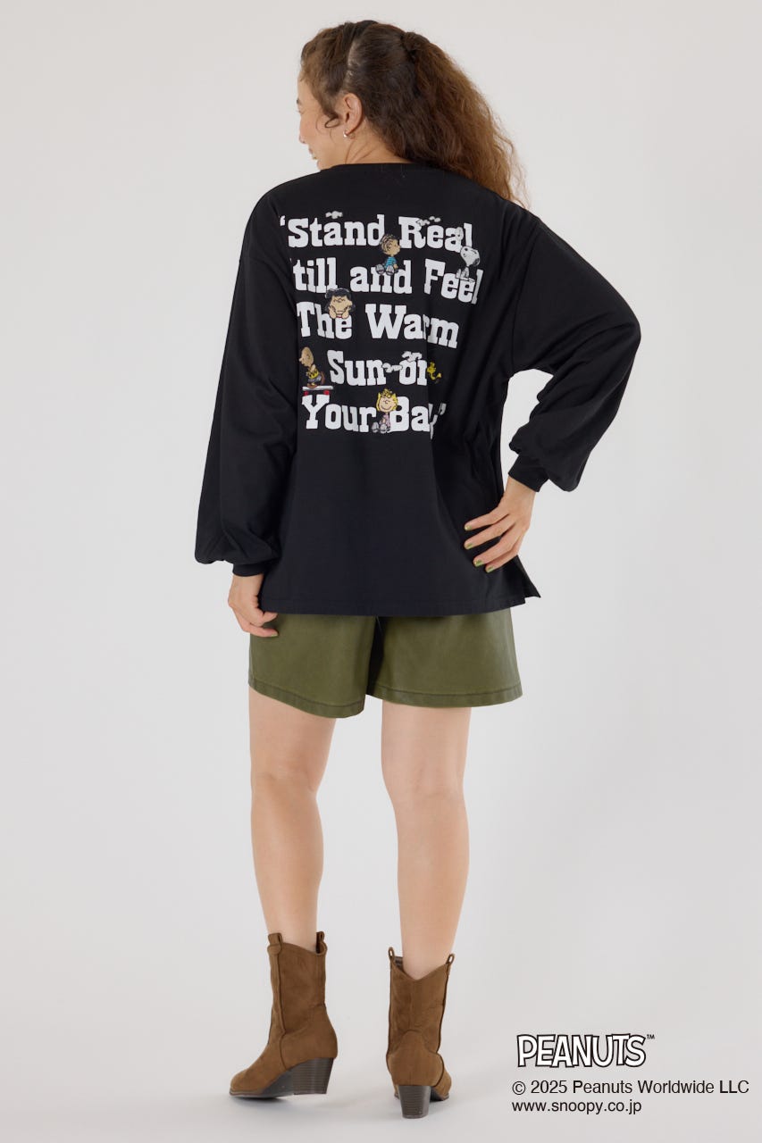 (PEANUTS)バルーンロングスリーブTシャツ BLK FREE
