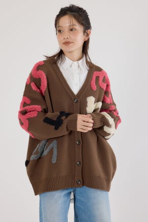 LETTER LOGOニットカーディガン