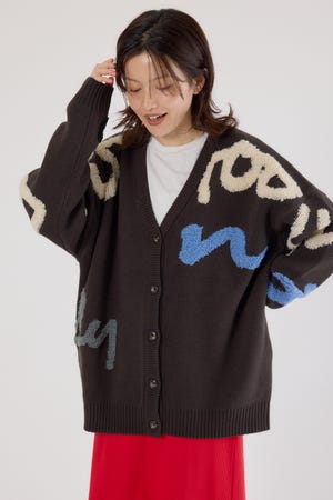 LETTER LOGOニットカーディガン