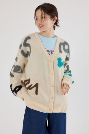 LETTER LOGOニットカーディガン
