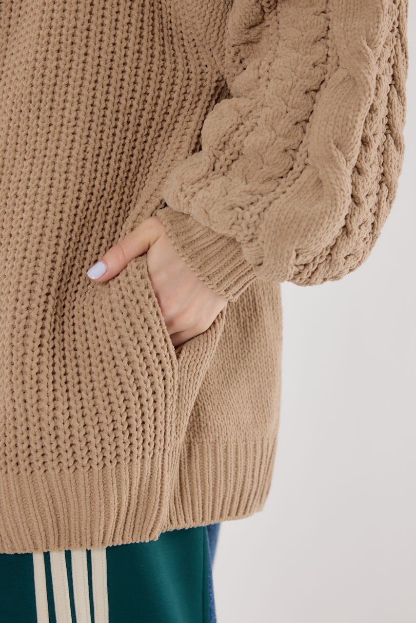 モールニットトッパーカーディガン BEG FREE