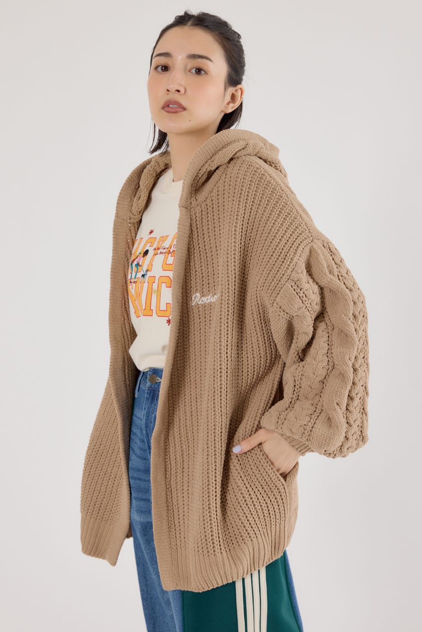 モールニットトッパーカーディガン BEG FREE