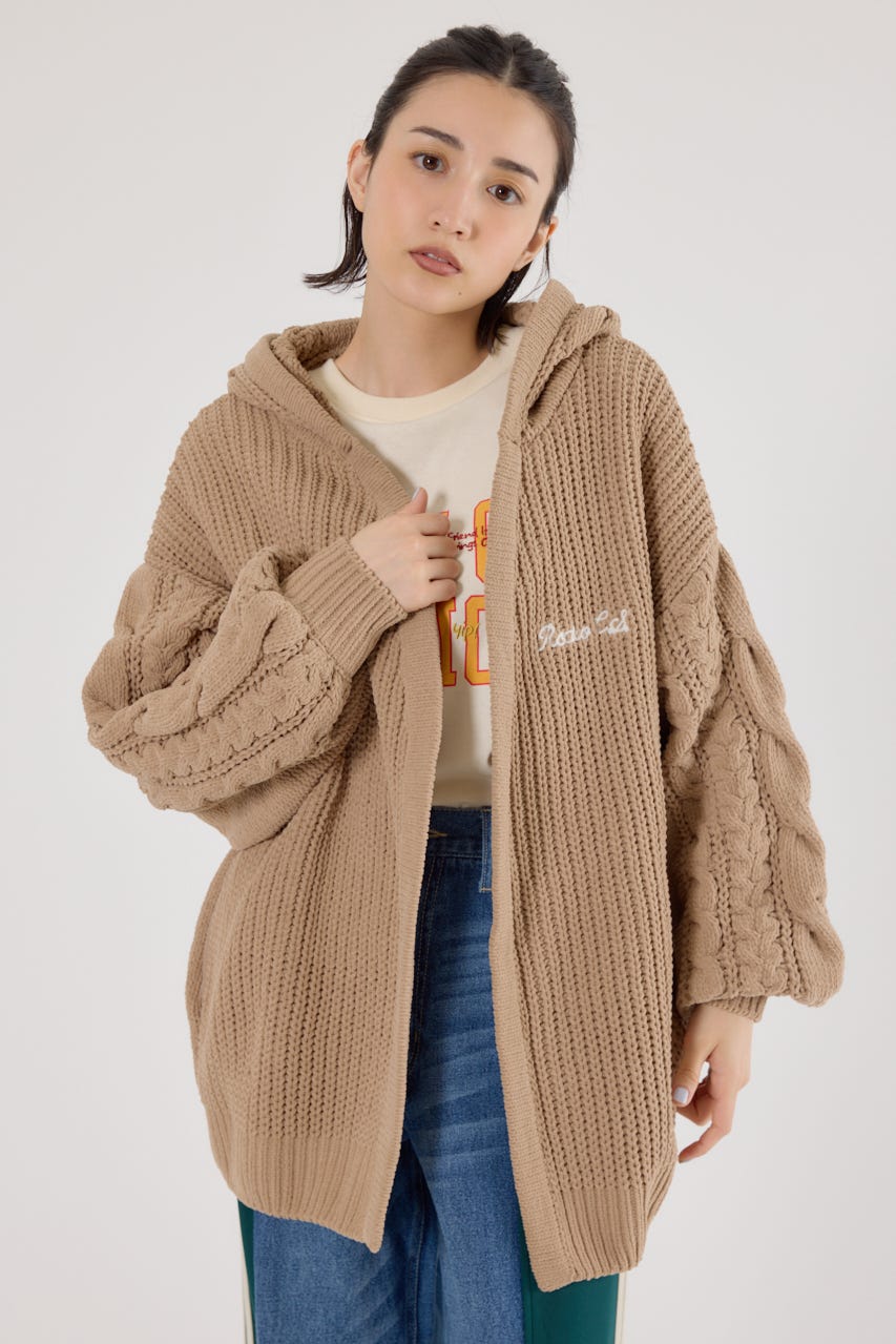 モールニットトッパーカーディガン BEG FREE