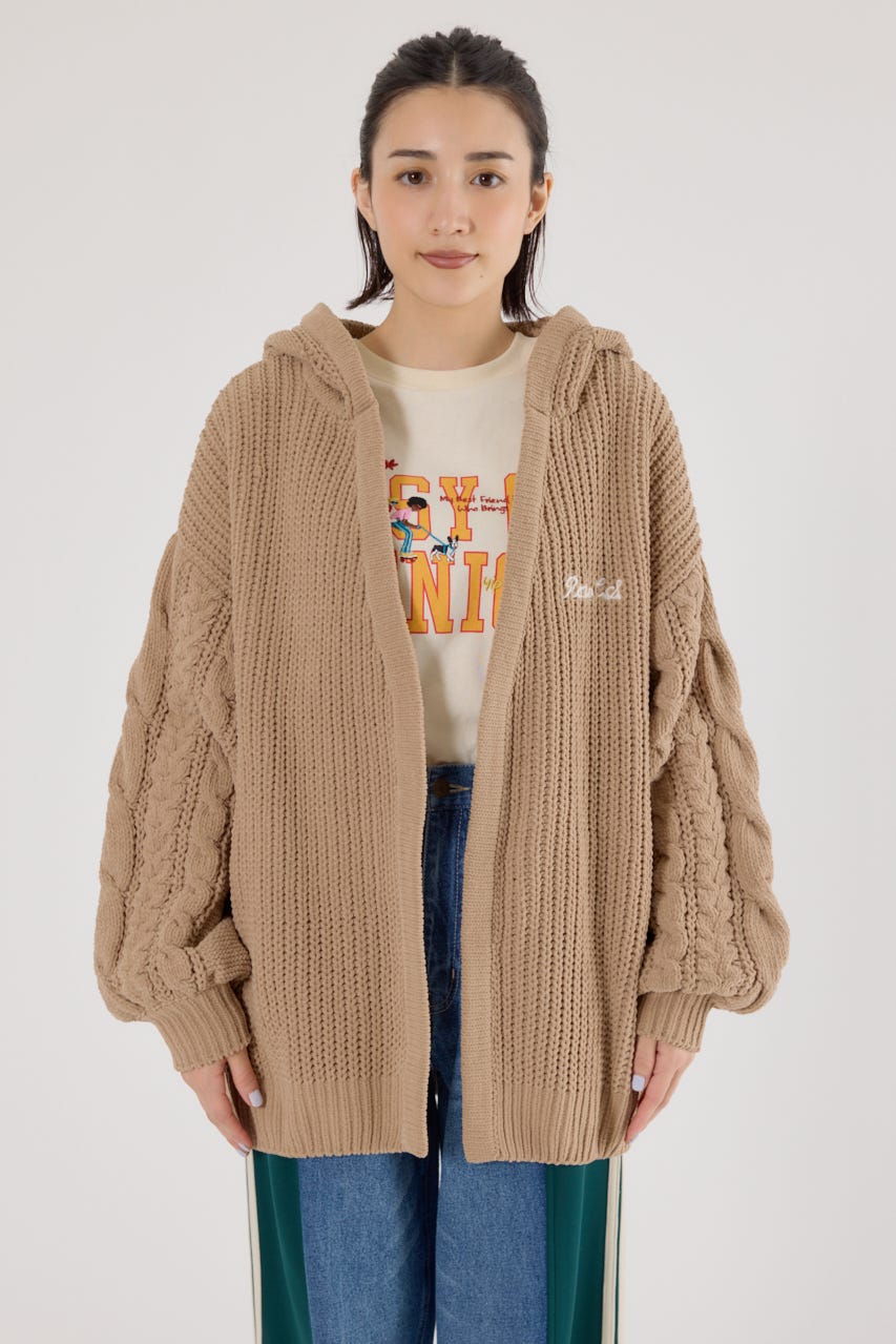 モールニットトッパーカーディガン BEG FREE