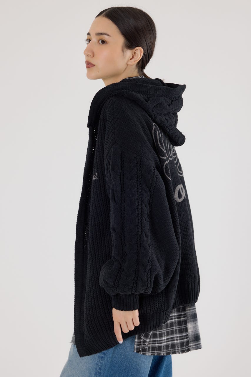 モールニットトッパーカーディガン BLK FREE