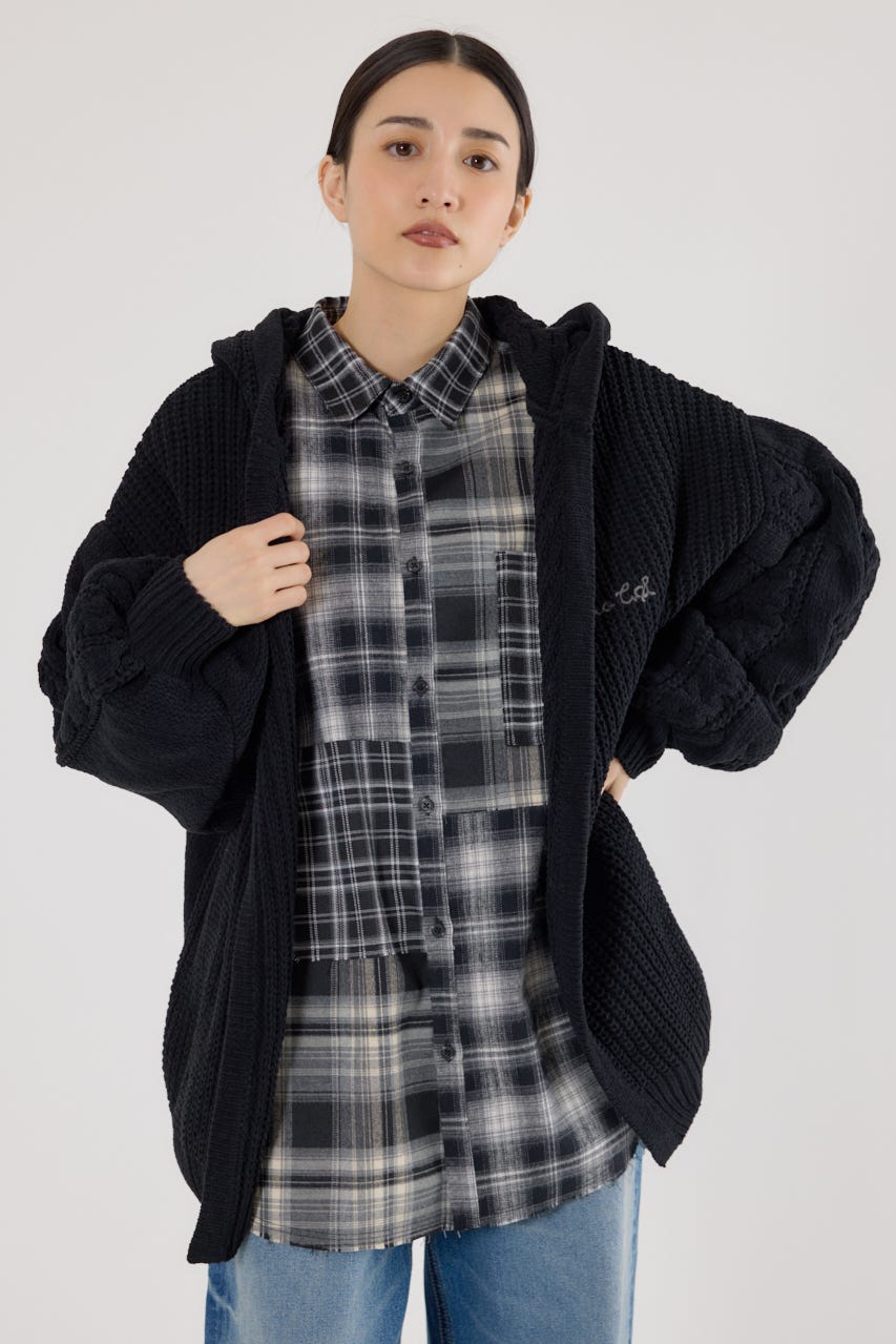 モールニットトッパーカーディガン BLK FREE