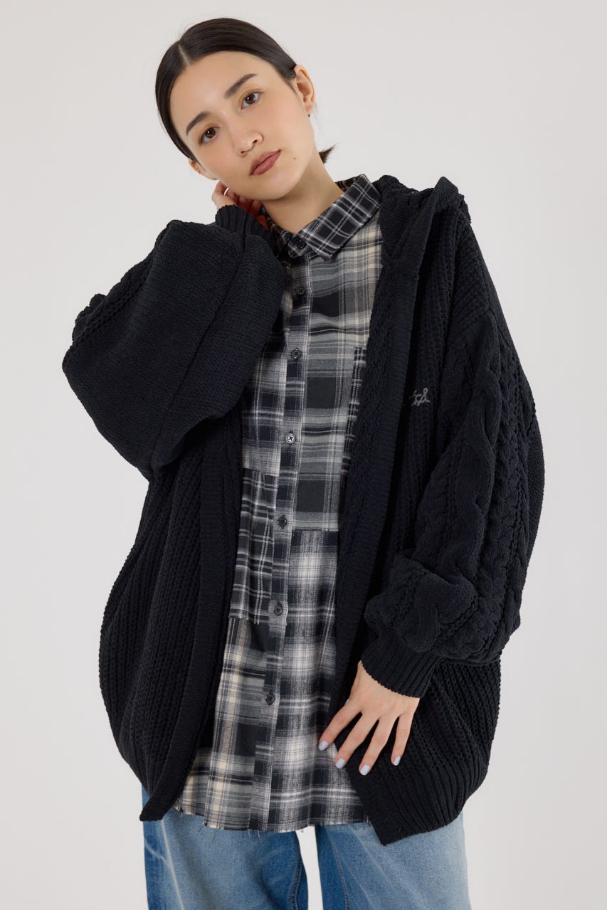 モールニットトッパーカーディガン BLK FREE