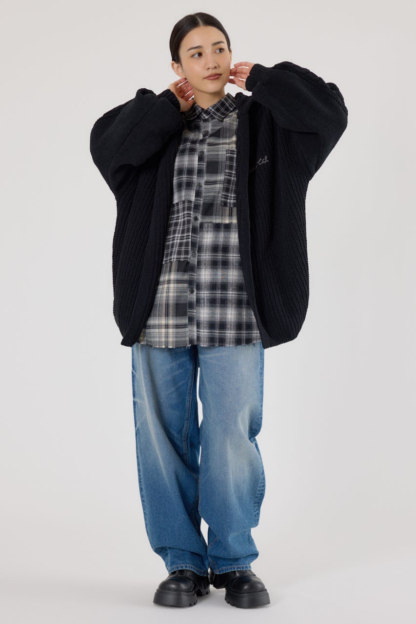 モールニットトッパーカーディガン BLK FREE