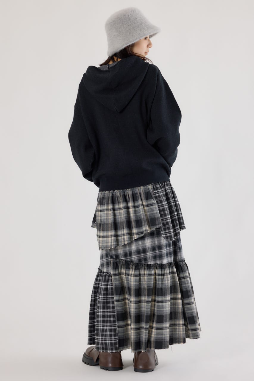 ジャガードニットジップパーカー BLK FREE