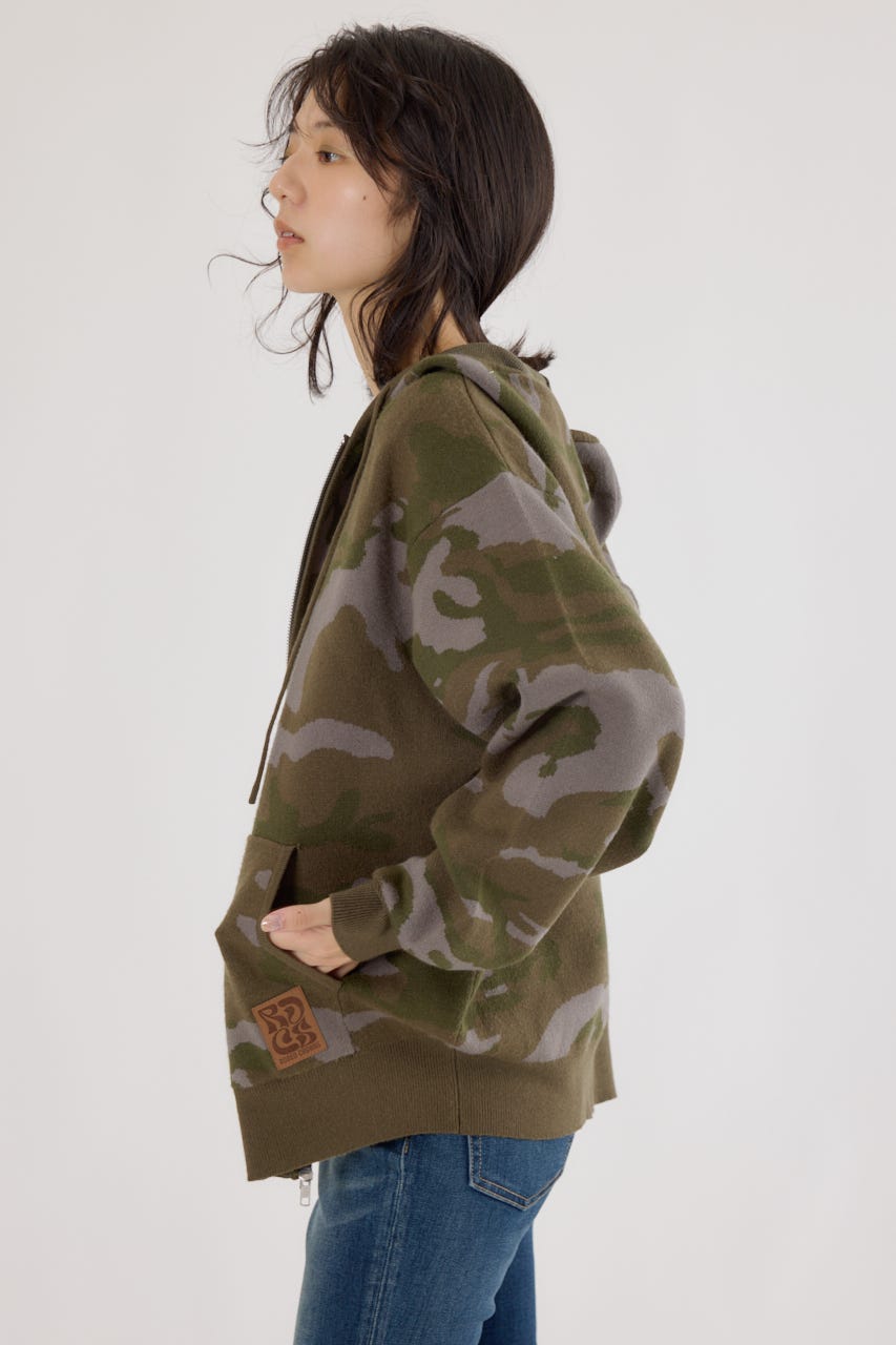 ジャガードニットジップパーカー 柄KHA FREE