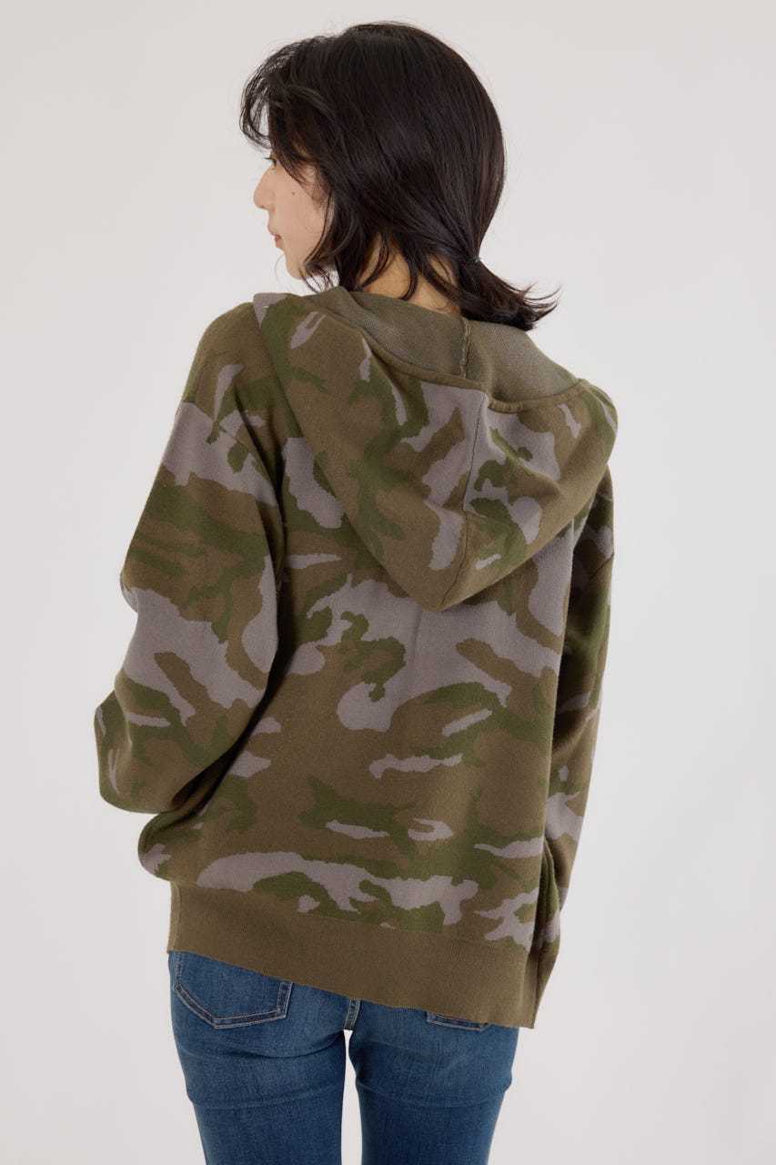 ジャガードニットジップパーカー 柄KHA FREE