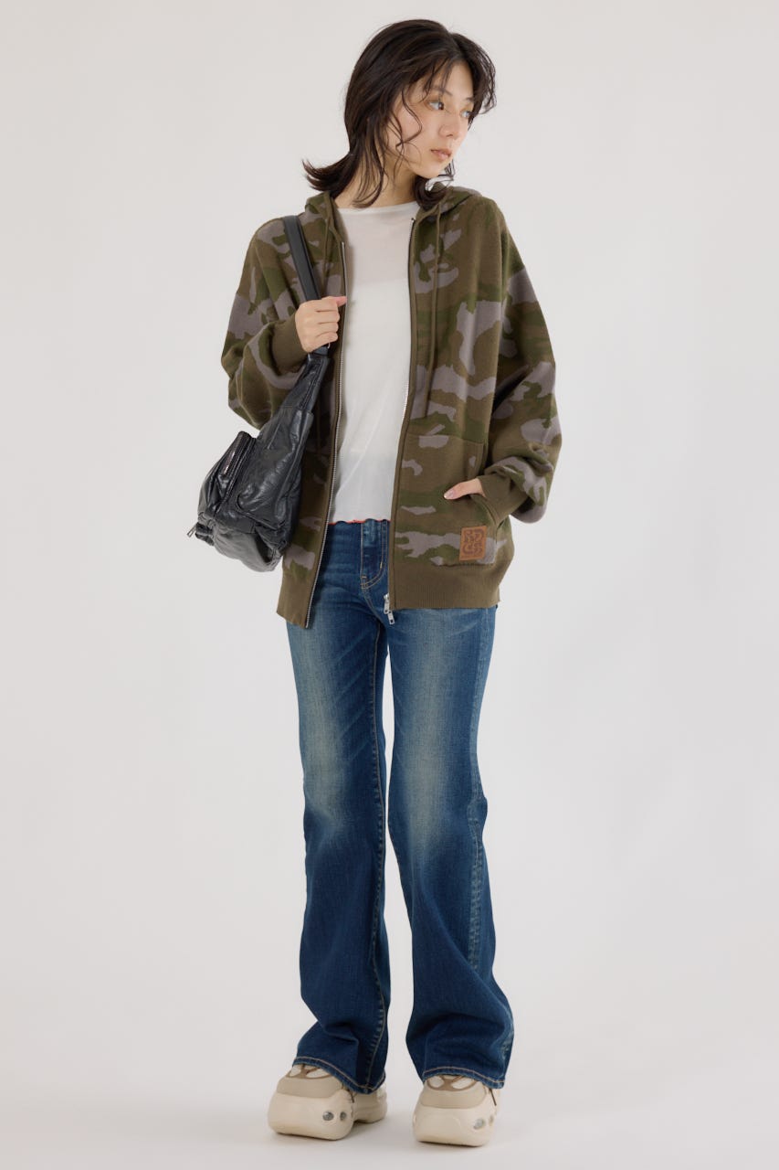 ジャガードニットジップパーカー 柄KHA FREE