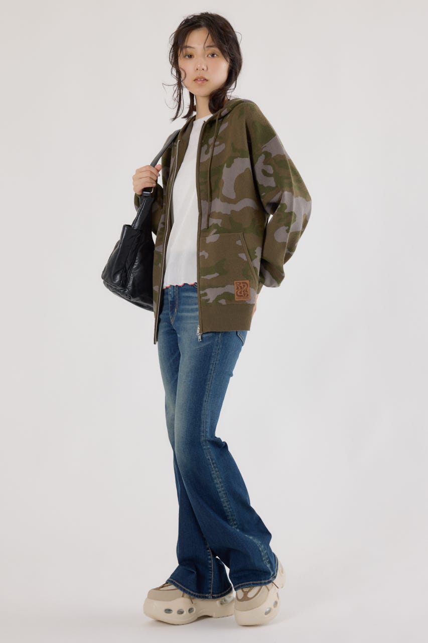 ジャガードニットジップパーカー 柄KHA FREE