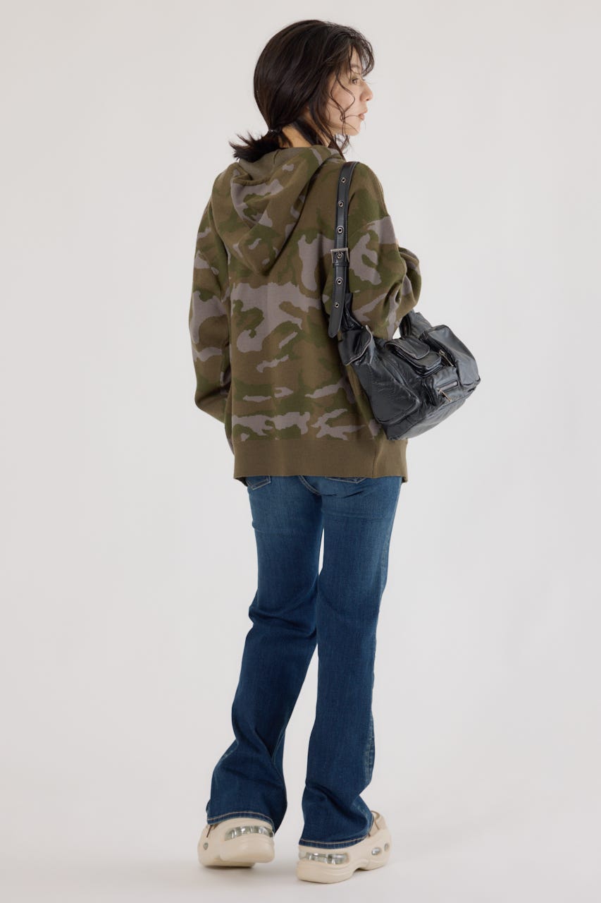 ジャガードニットジップパーカー 柄KHA FREE