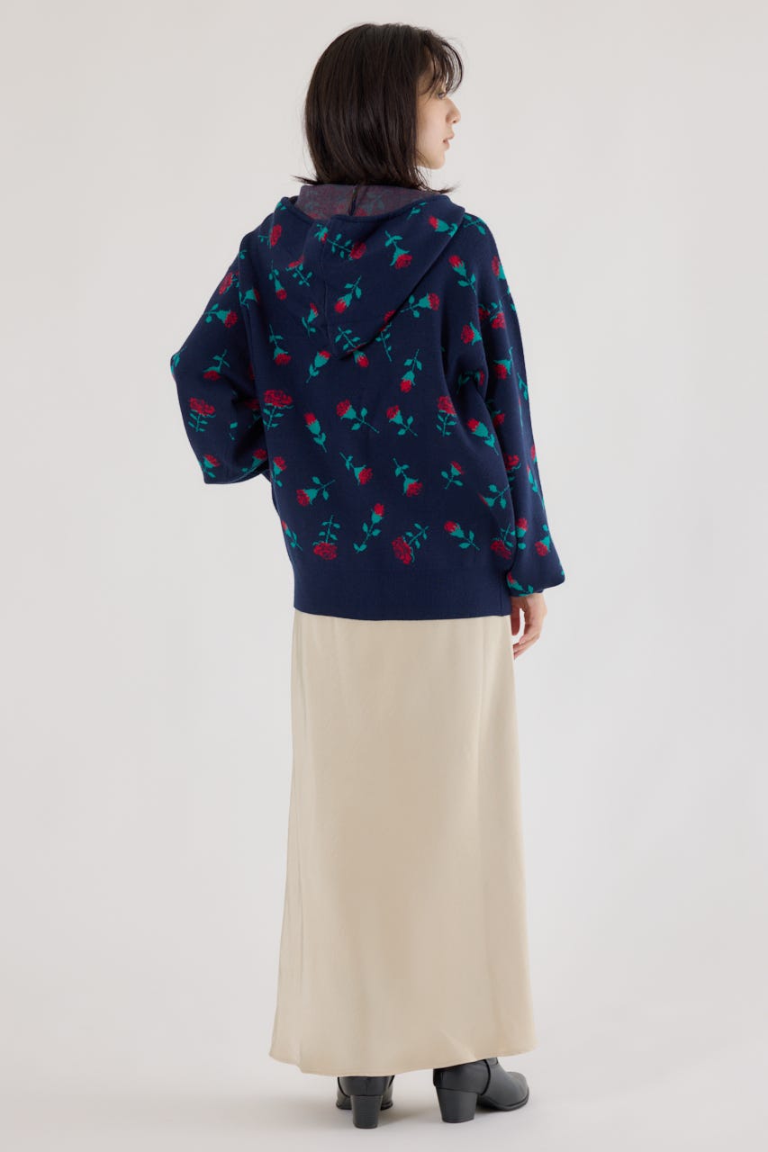 ジャガードニットジップパーカー 柄NVY FREE