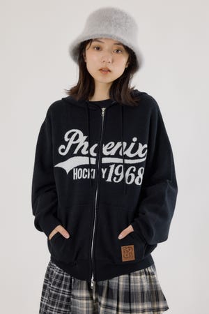 ジャガードニットジップパーカー