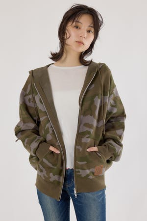 ジャガードニットジップパーカー