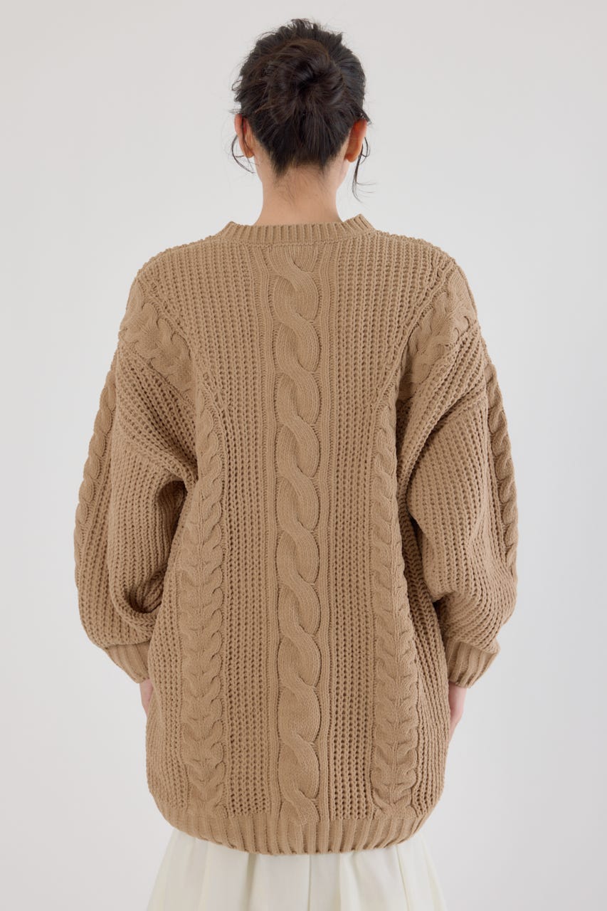 ケーブルモールニットワンピース BEG FREE