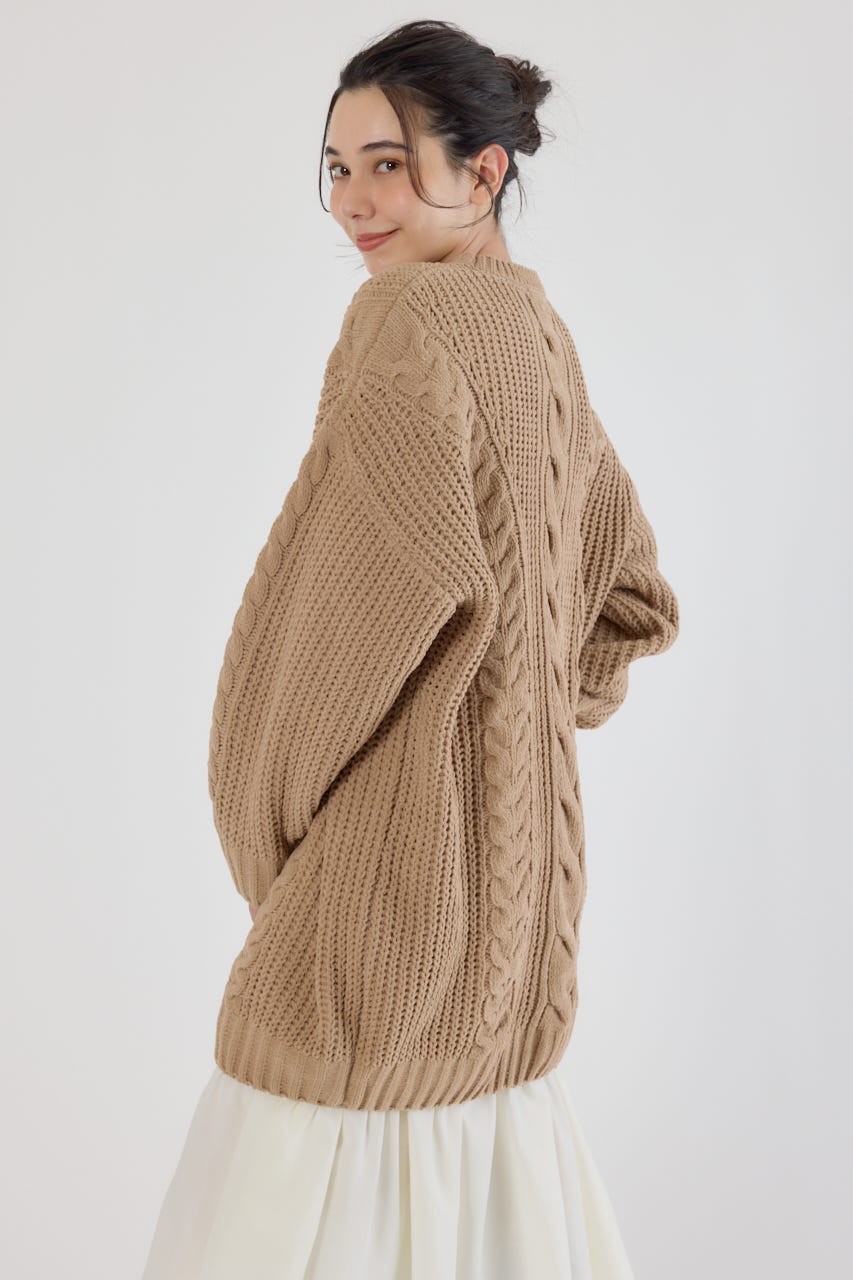 ケーブルモールニットワンピース BEG FREE