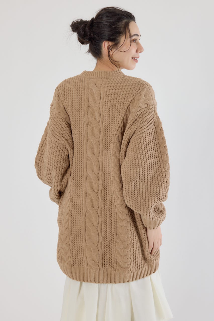 ケーブルモールニットワンピース BEG FREE