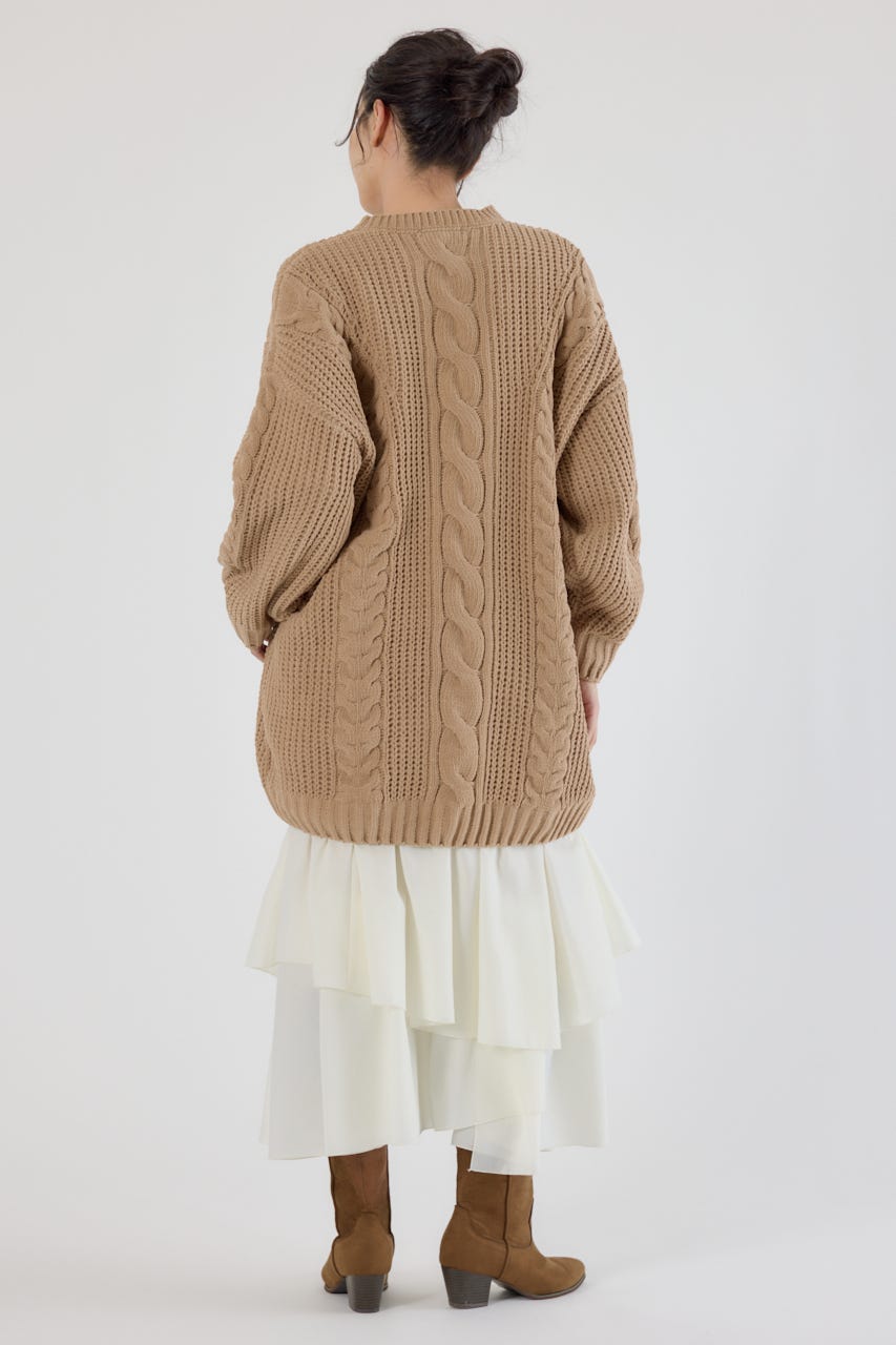 ケーブルモールニットワンピース BEG FREE