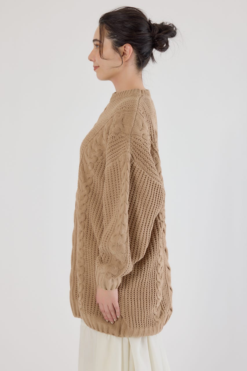 ケーブルモールニットワンピース BEG FREE