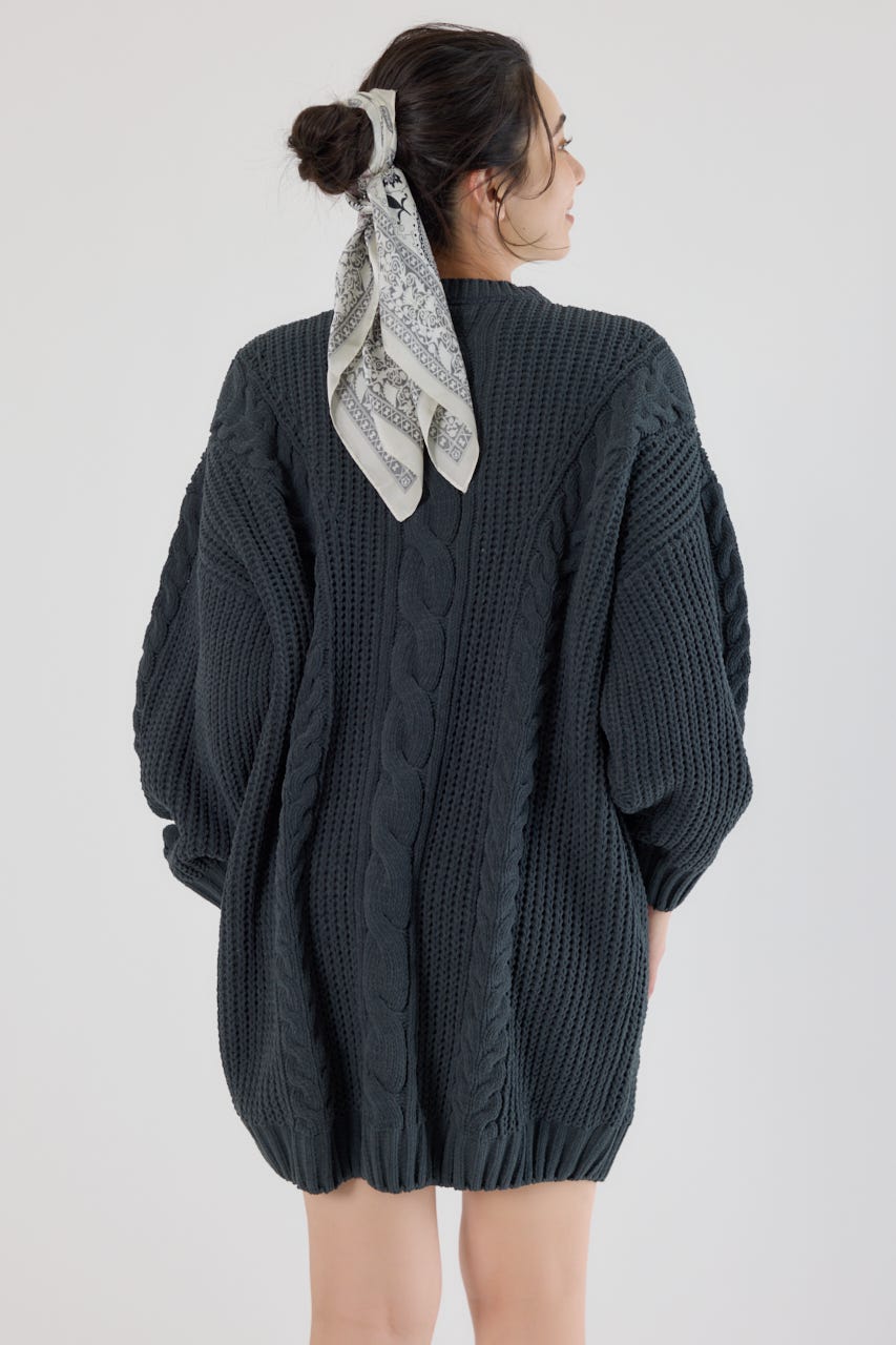 ケーブルモールニットワンピース C.GRY FREE