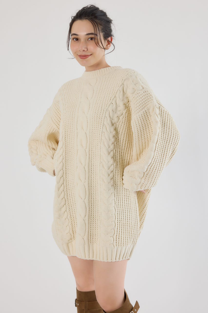 ケーブルモールニットワンピース IVOY FREE
