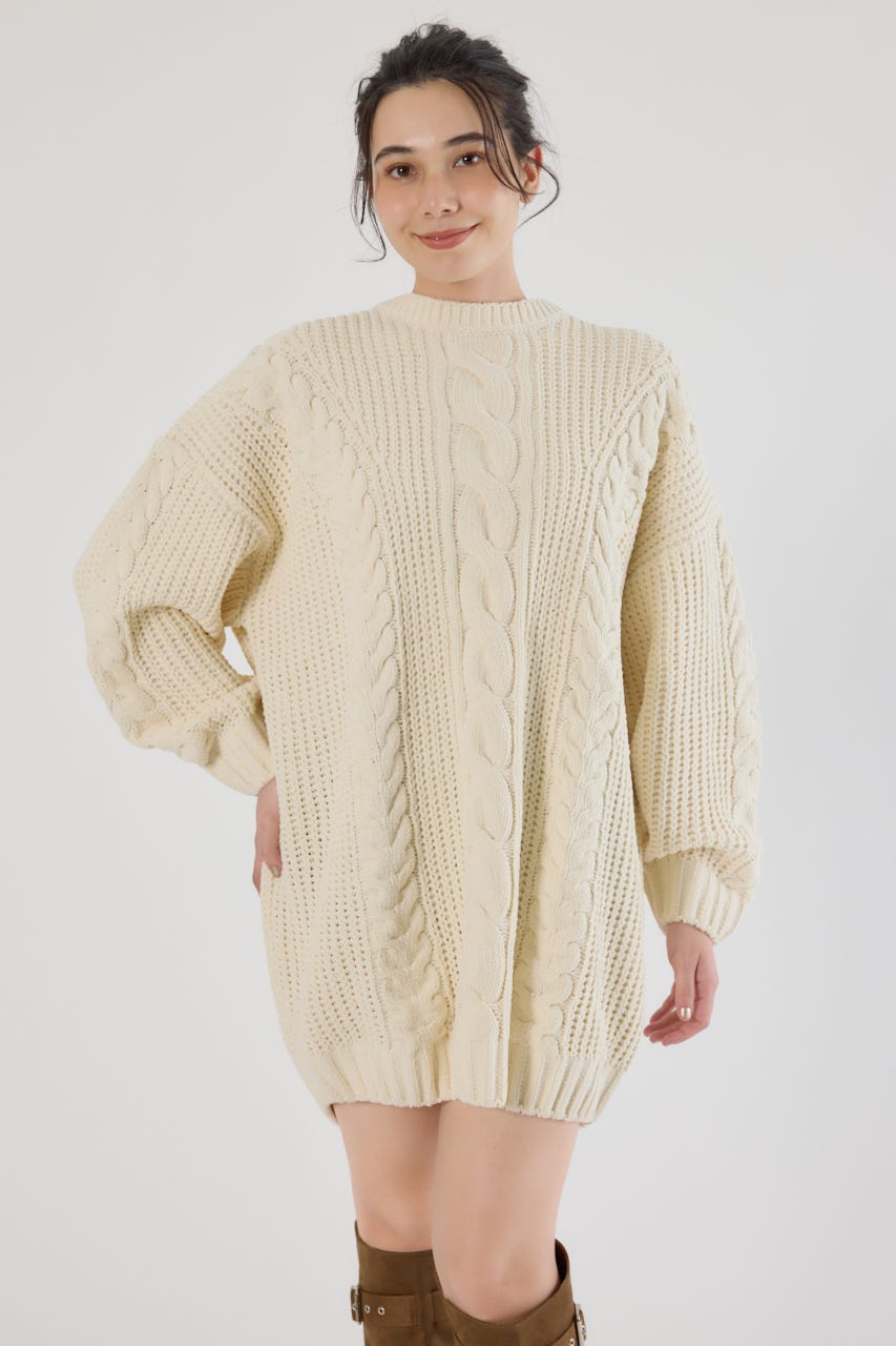 ケーブルモールニットワンピース IVOY FREE