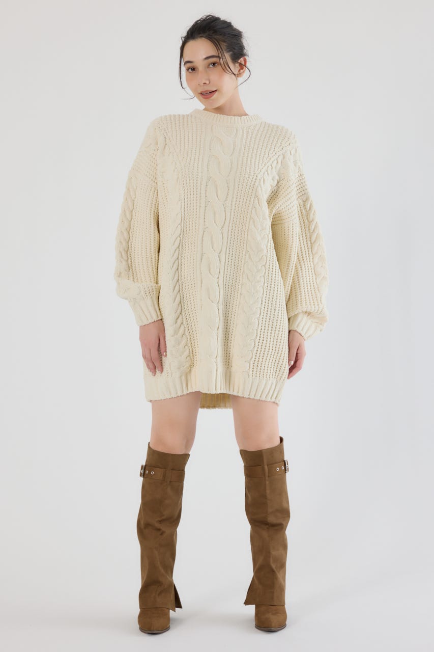 ケーブルモールニットワンピース IVOY FREE