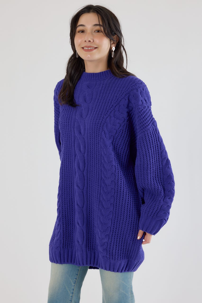 ケーブルモールニットワンピース PUR FREE