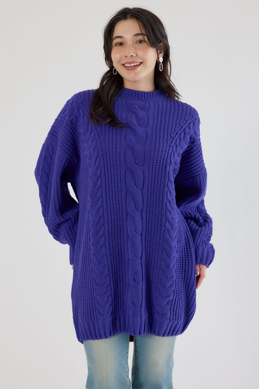 ケーブルモールニットワンピース PUR FREE